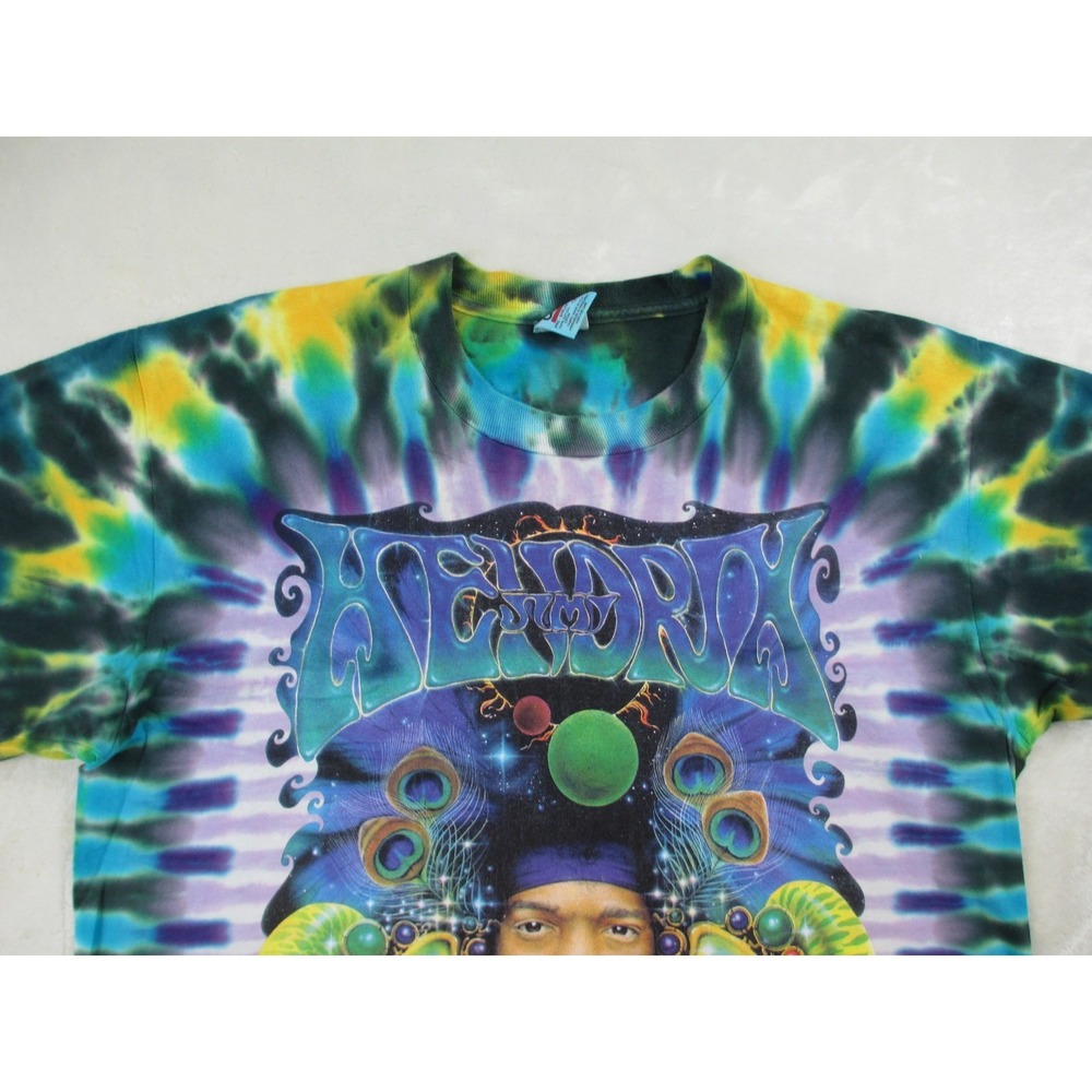 VINTAGE‎ Jimi Hendrix Shirt Mens Extra Large Blue Tie Dye Single Stitch Music* - Picture 3 of 13